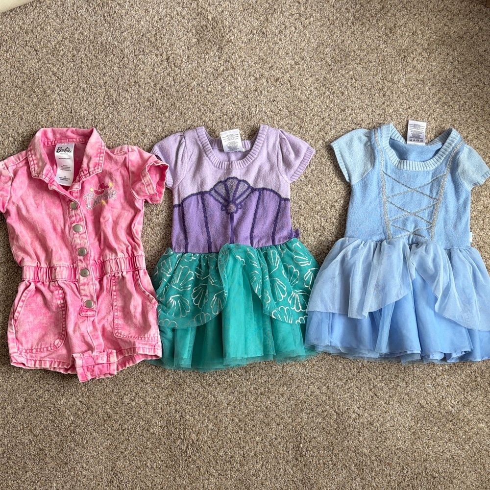 Official Disney Princess Dress Set and Barbie Romper